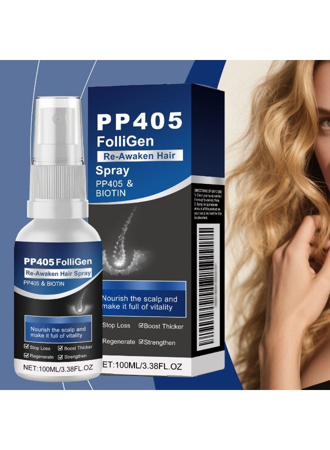 PP405 بخاخ لنمو الشعر وتقوية الجذور، تركيبة نباتية، ينشط بصيلات الشعر، يمنع تساقطه ويعزز نموه، ١٠٠ مل - Image 1